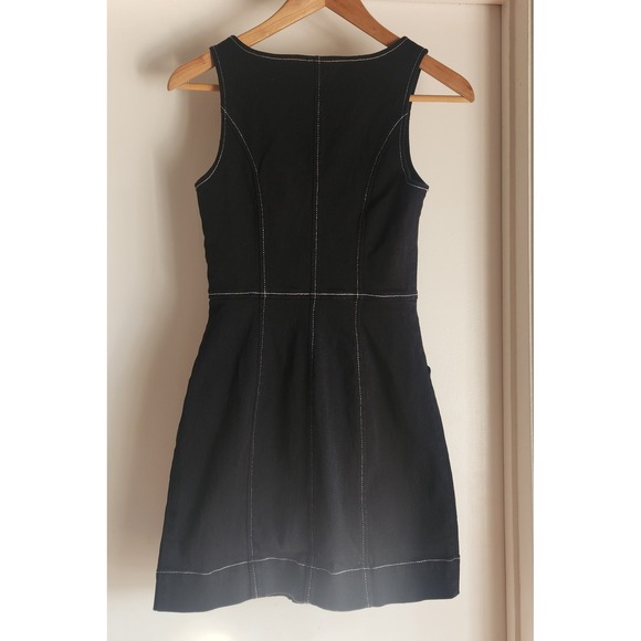 ModCloth "Casual Plans" Black Button Front Stitch Detail Mini Dress Size 2 - Picture 4 of 5